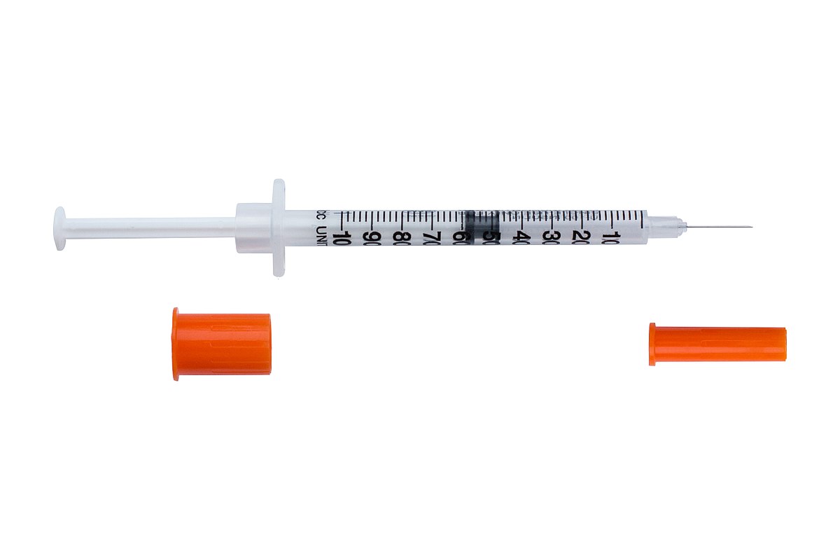 Insulin syringe in disassembled form