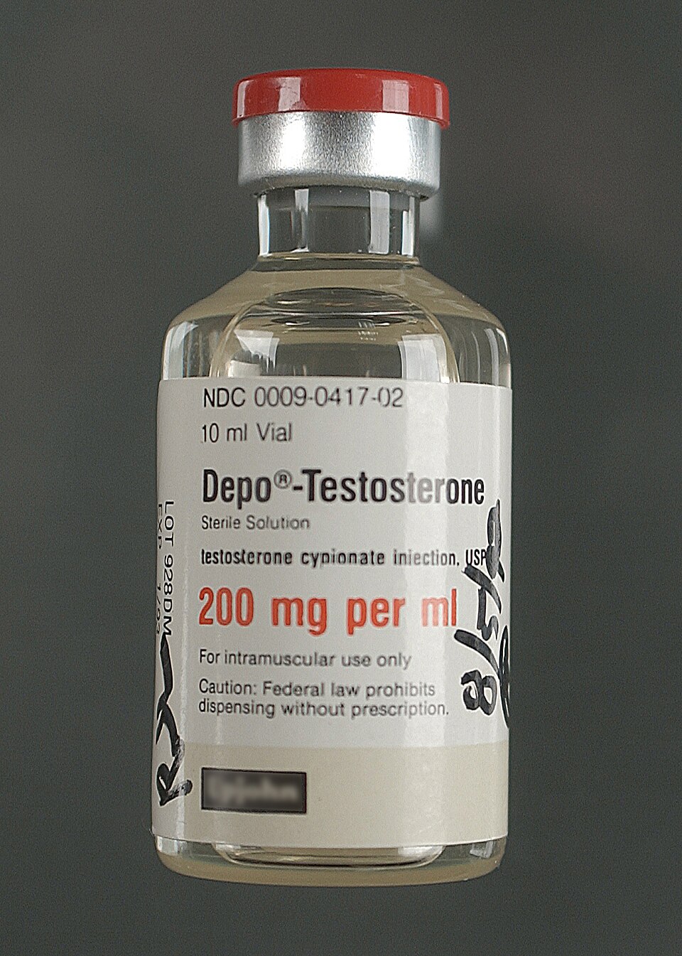 Testosterone vial for injection