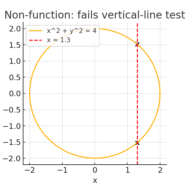 Non-function vertical line test