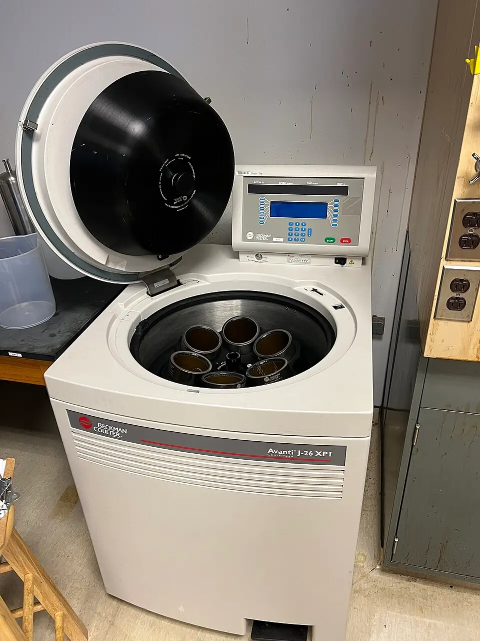 Laboratory centrifuge used to separate blood components