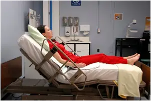 Patient positioned in Fowler's position