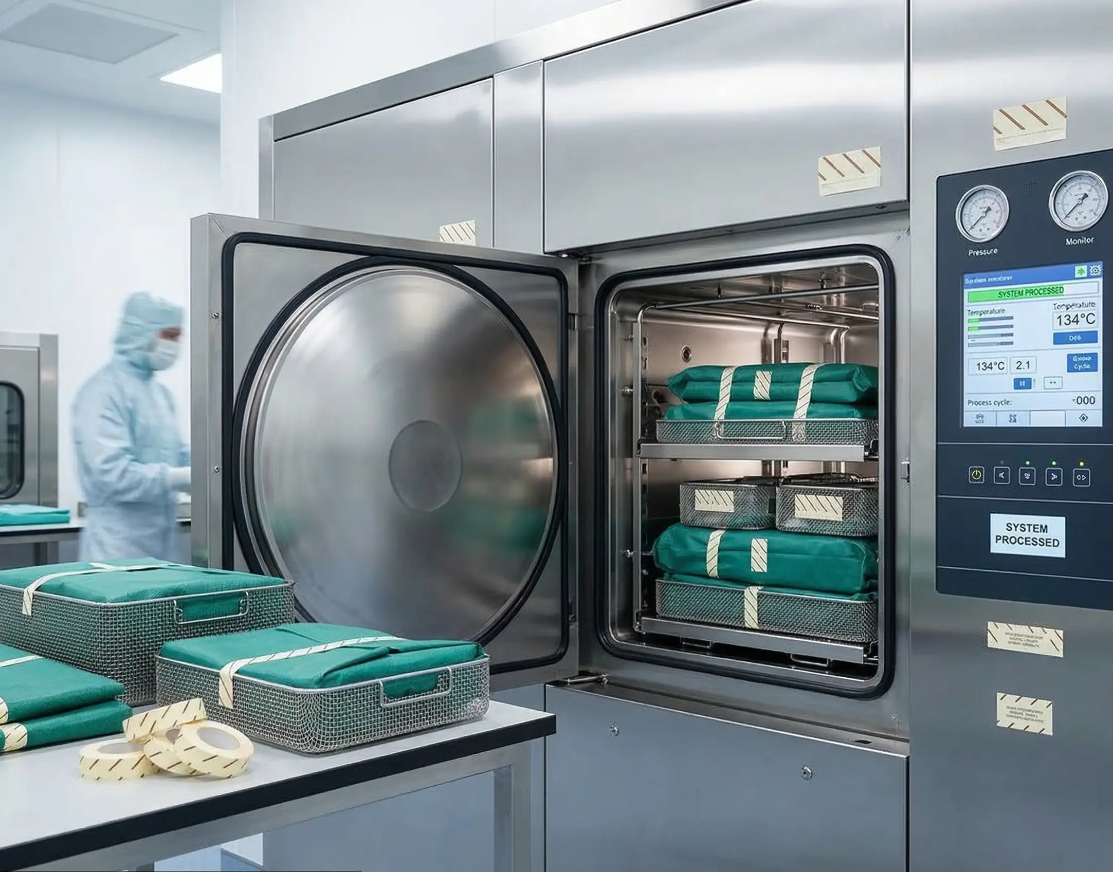 Sterile autoclave tape used to verify sterilization
