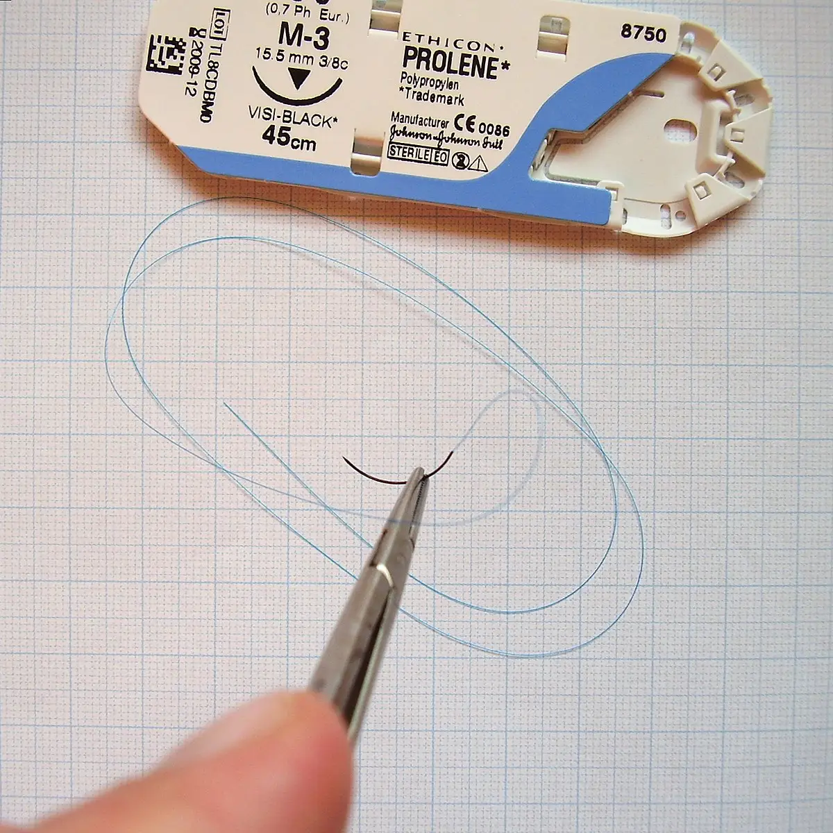 Suture packet and needle used for wound closure