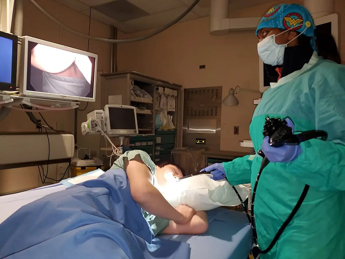 Upper endoscopy procedure shown