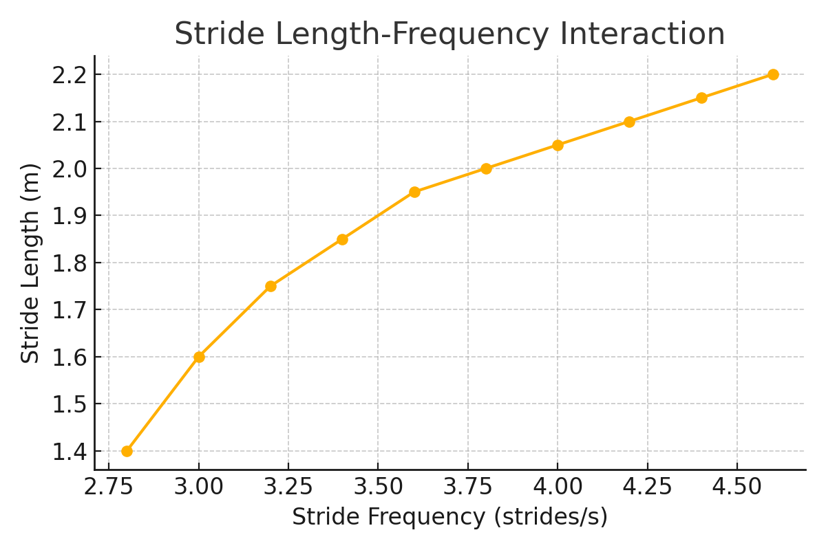 Stride length-frequency interactions
