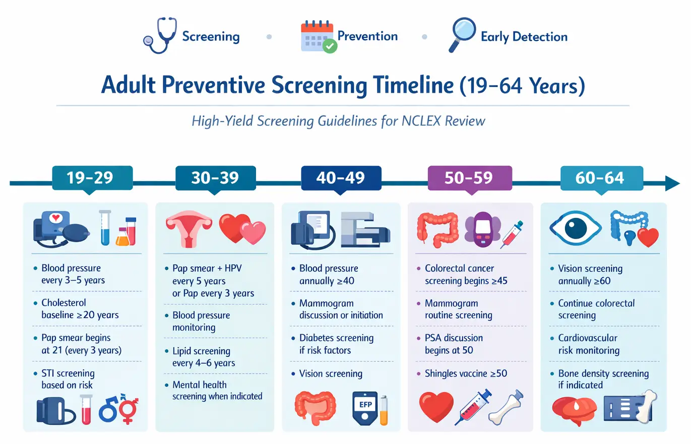 Screening timelines for preventative care