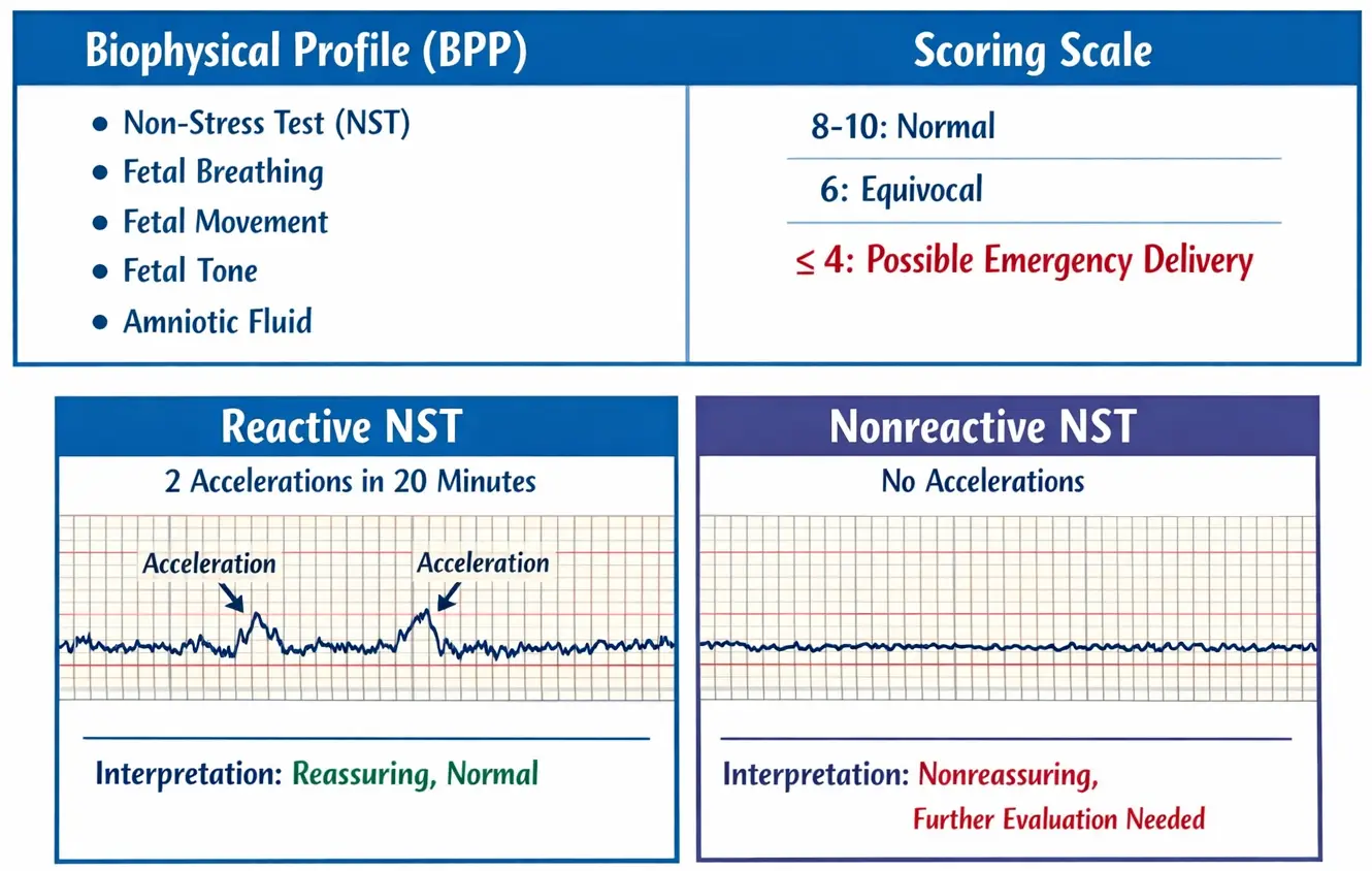 BPP and NST to determine fetal health during pregnancy