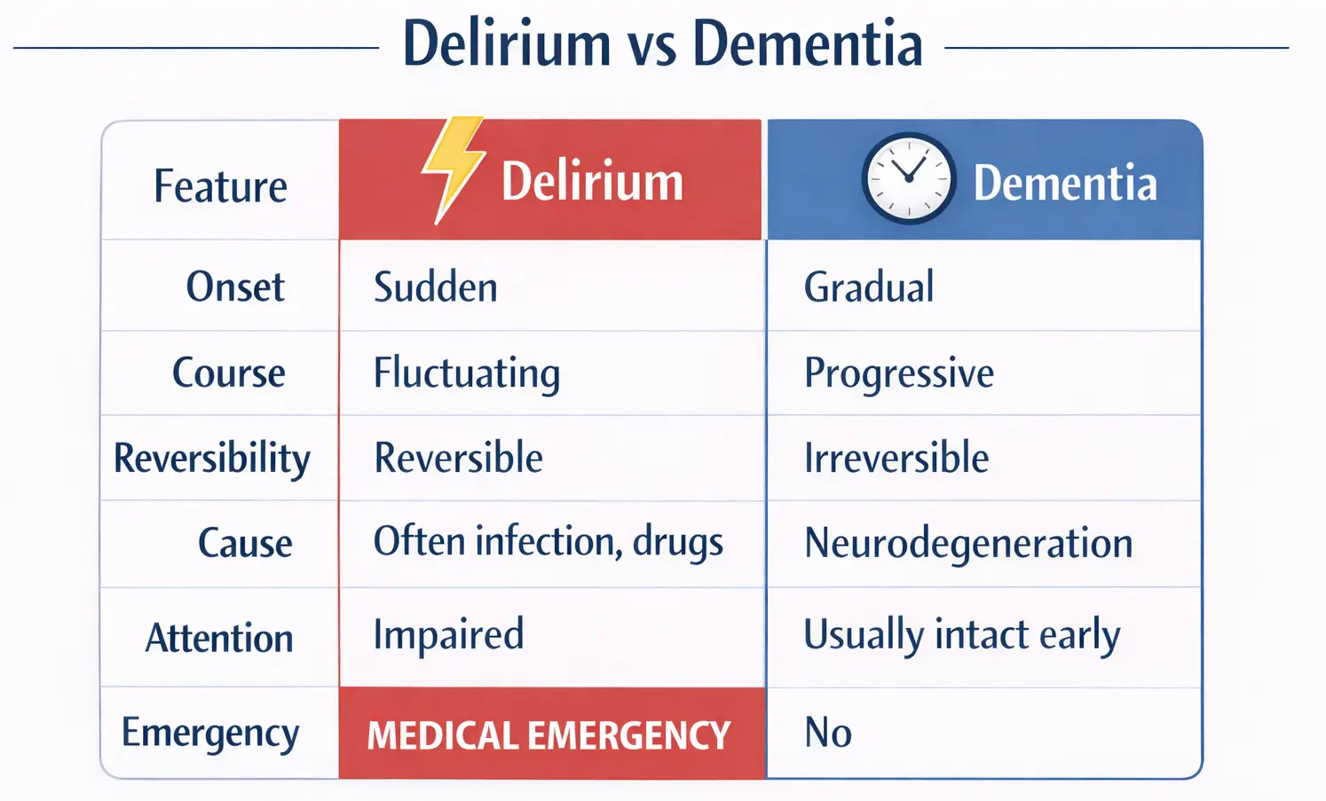 Comparing two altered mental states in the elderly