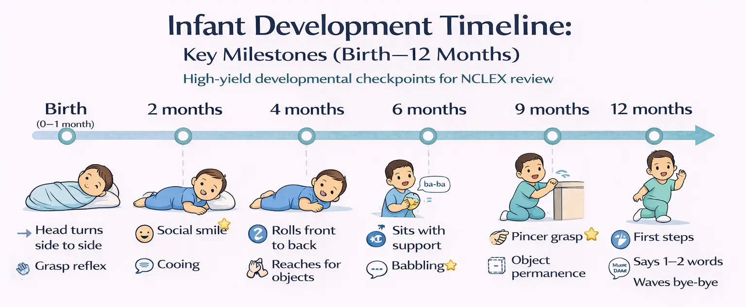 Milestones from birth to 12 months