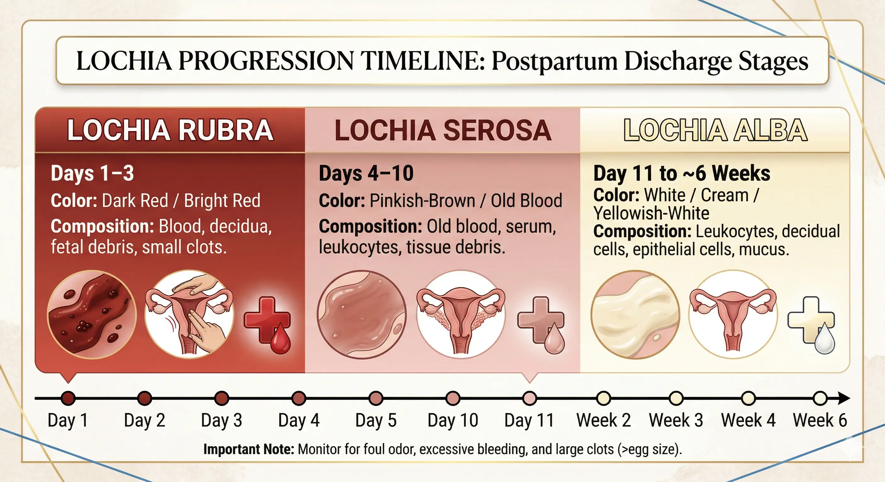 The changes in characteristics of vaginal discharge postpartum