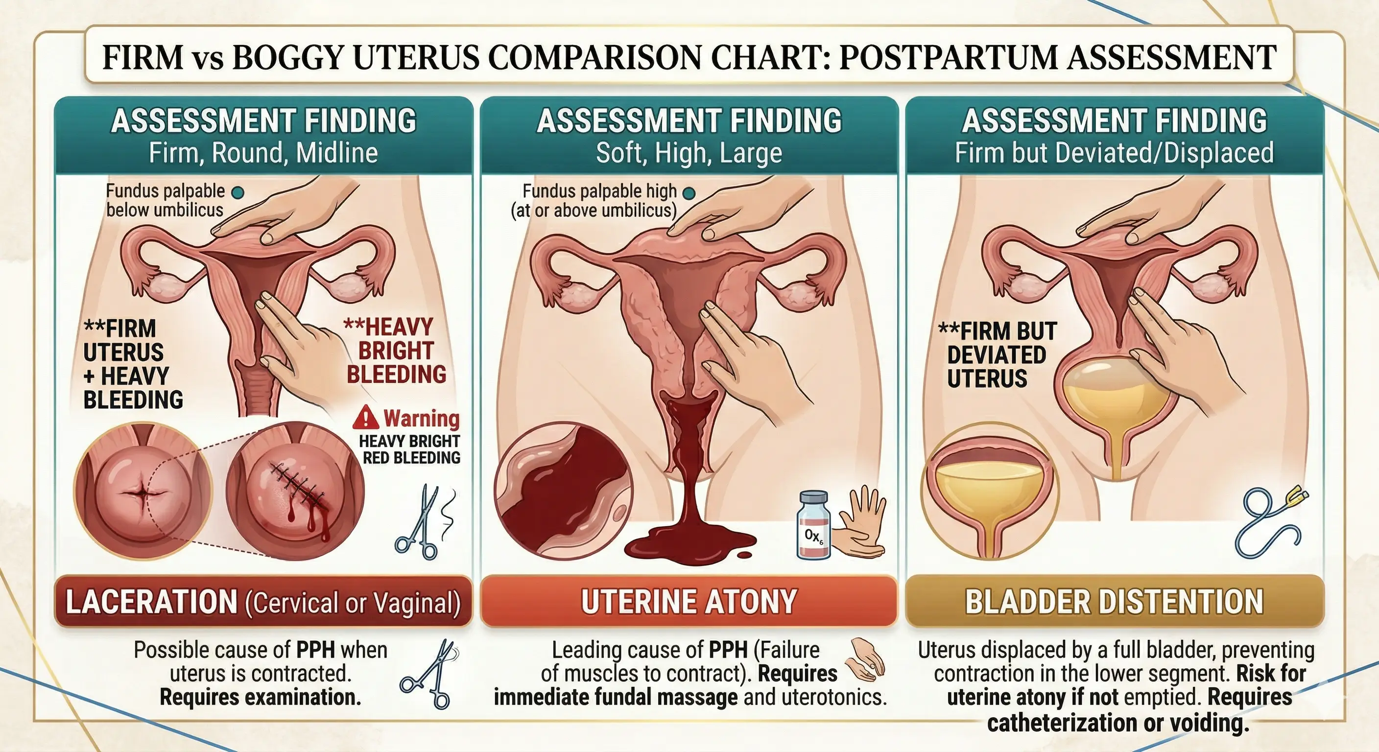 Changes to the uterus postpartum that indicated complications