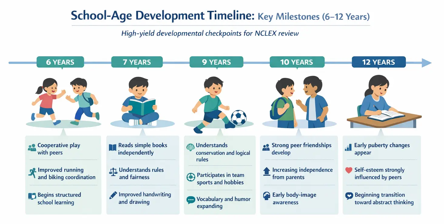 Milestones from 6 years to 12 years