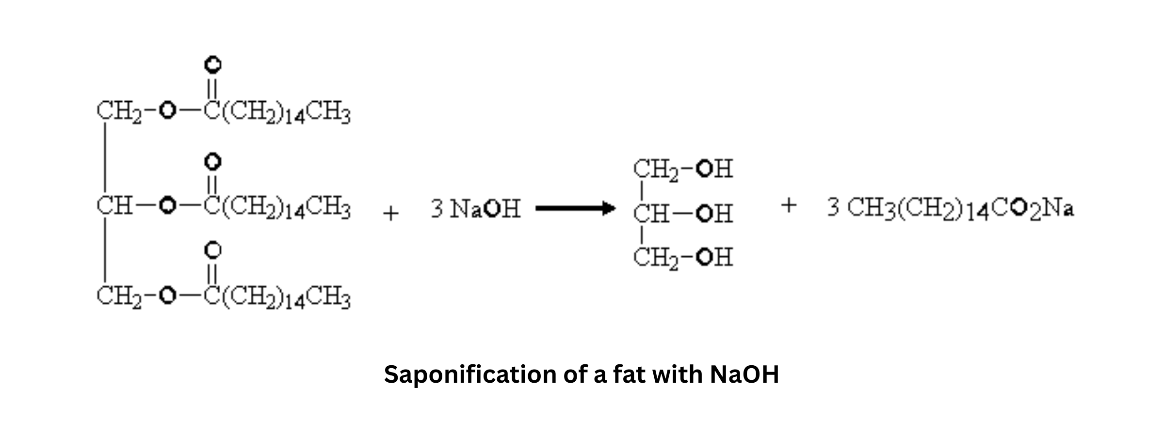Saponification of a fat with NaOH