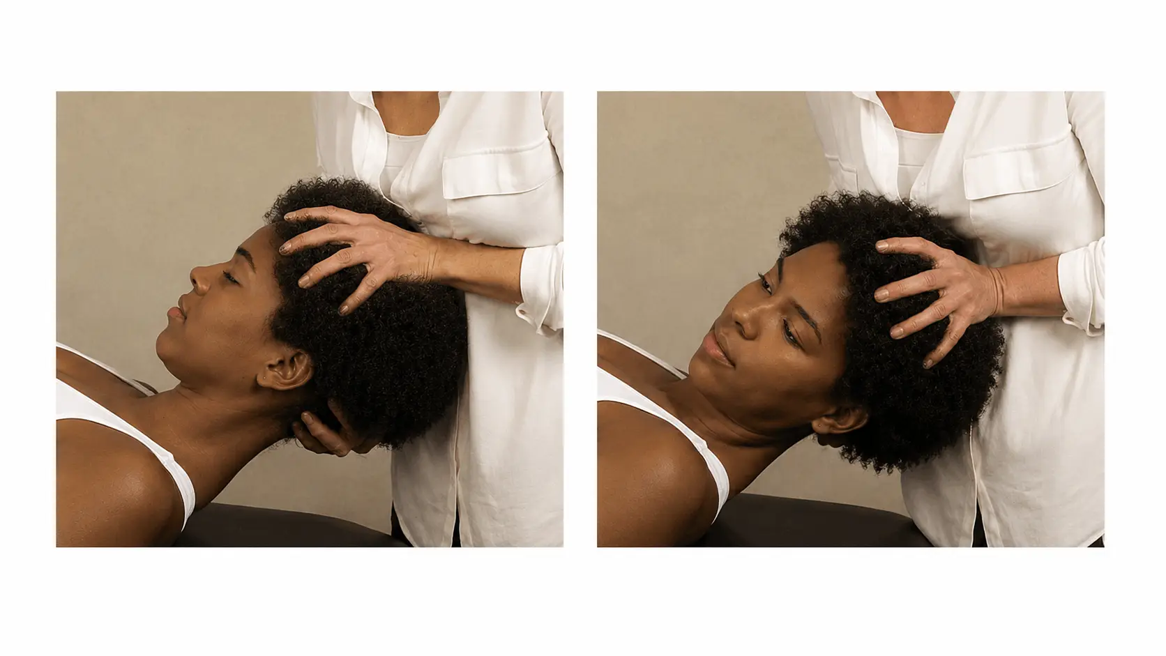 Flexion rotation test with therapist-supported head movement.