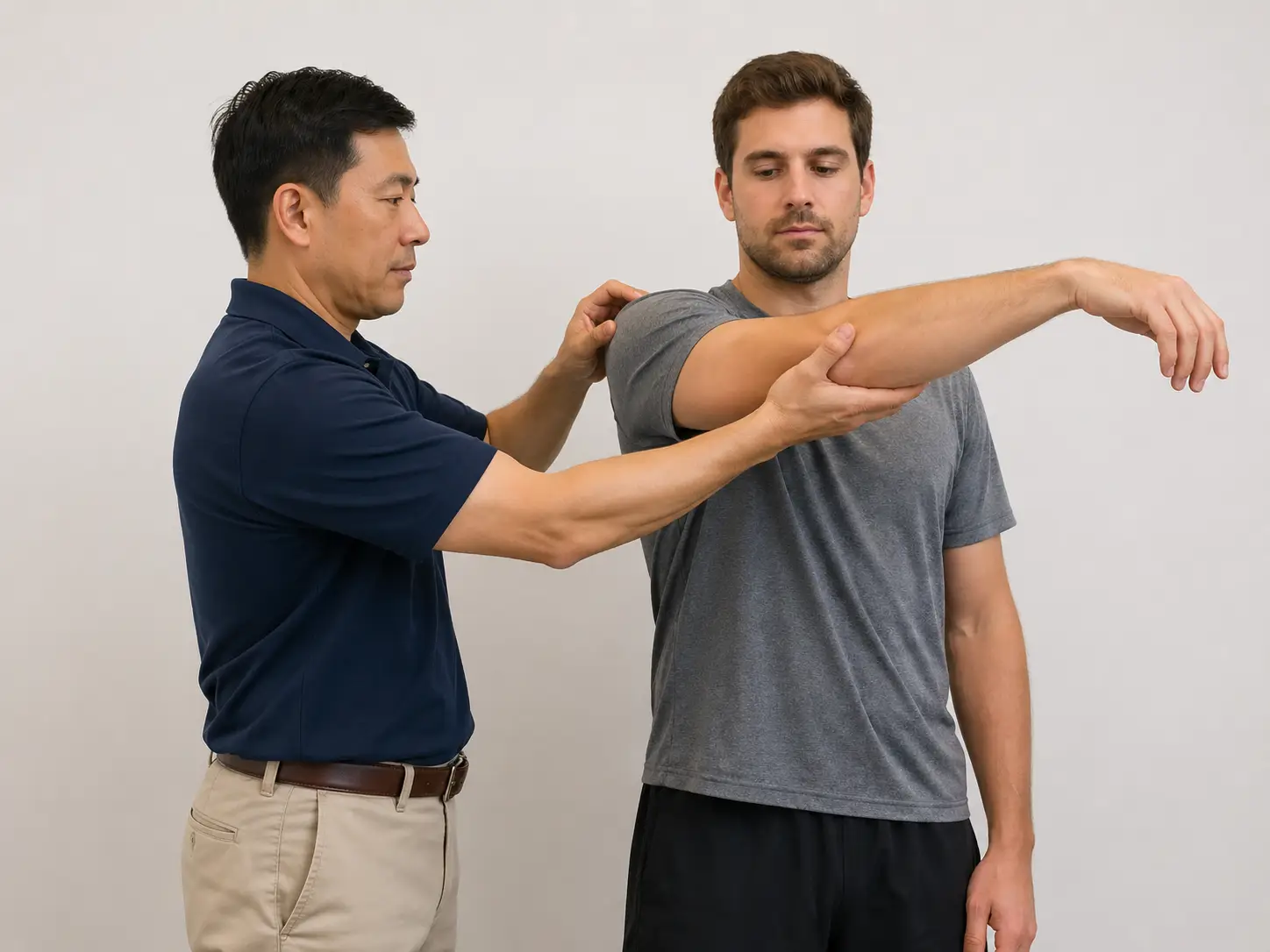 Horizontal adduction test with the arm passively flexed across the body to assess acromioclavicular joint pathology.