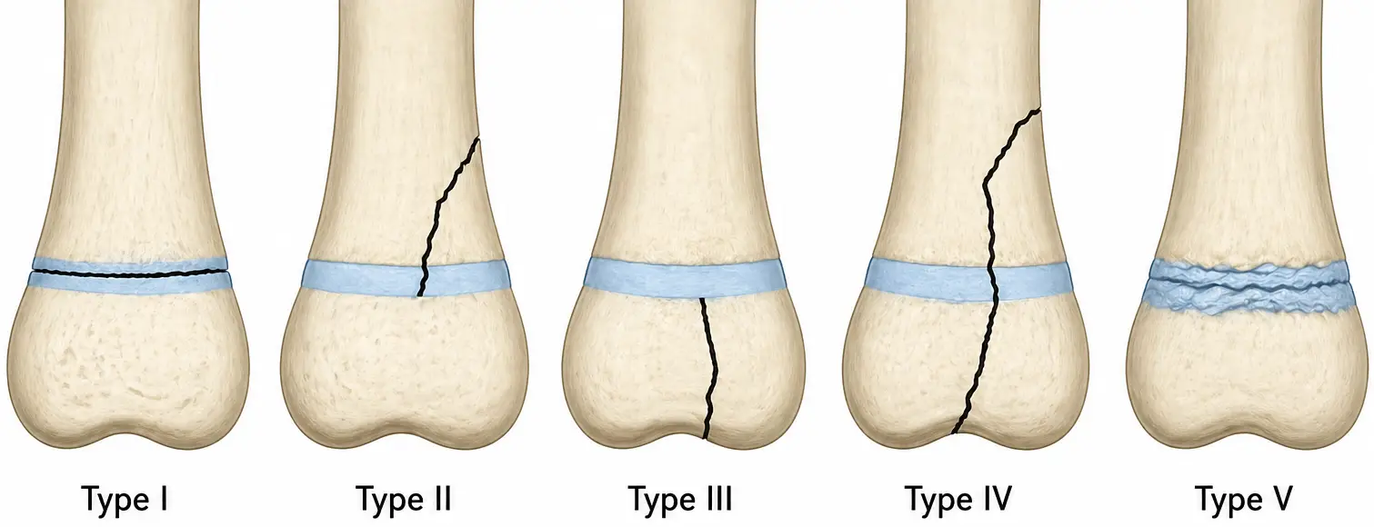 Five types of Salter-Harris fractures