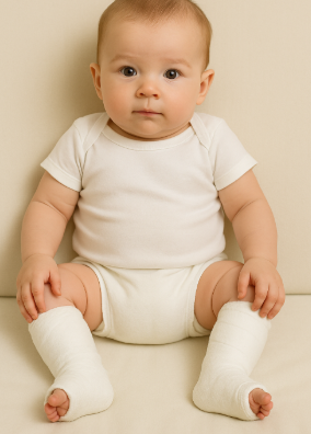 Serial casting for clubfoot