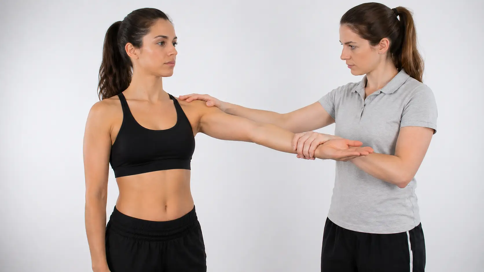Speed's test with the arm forward flexed, elbow extended, and forearm supinated against resistance to assess biceps tendon pathology.