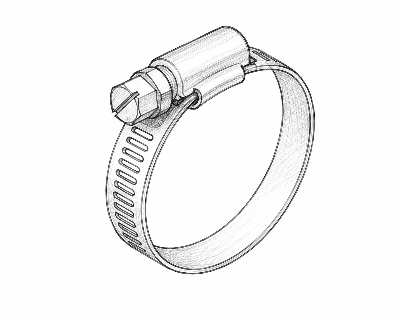 Circular metal band tightened with a screw.