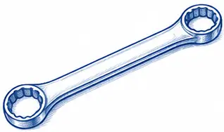 Box-end wrench with enclosed fastener grip.