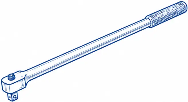 Breaker bar used to loosen tight fasteners.