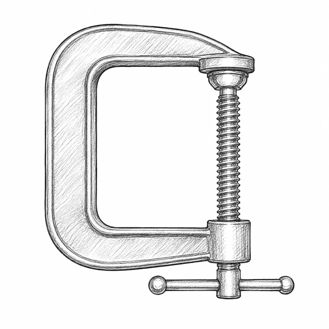 C-shaped frame with an adjustable threaded screw.