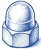 Cap nut with closed decorative end.
