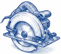 Circular power saw with rotating blade.