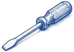 Flat-tip screwdriver with straight blade.