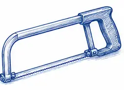 Fine-toothed hand saw for cutting metal.
