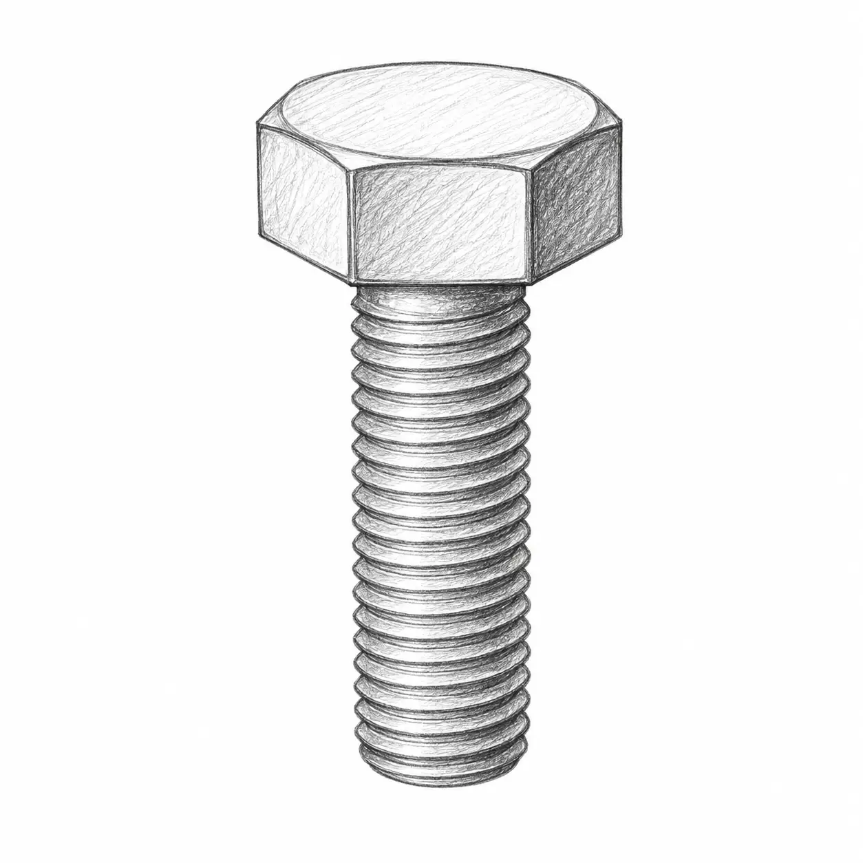 Threaded bolt with a six-sided head.