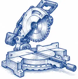 Power miter saw used for angled cuts.
