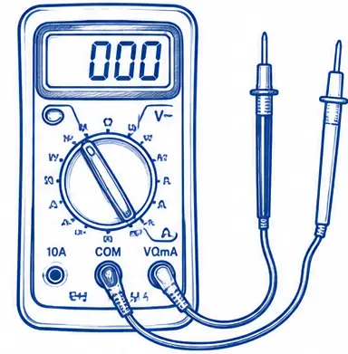 Digital multimeter used for electrical testing.