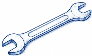 Open-end wrench with U-shaped fastener grip.