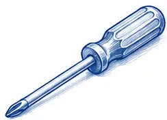 Phillips screwdriver with cross-shaped tip.