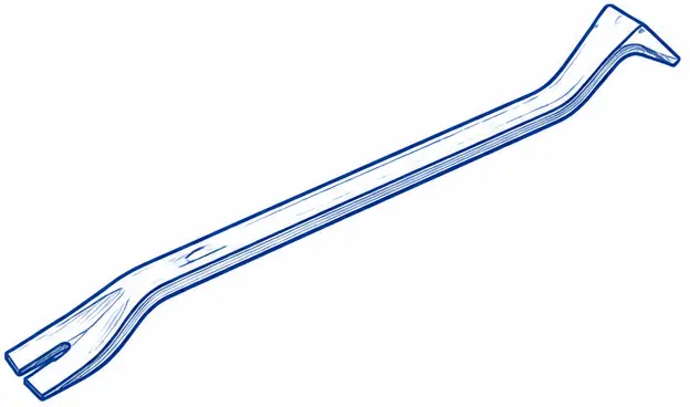 Pry bar used for lifting and separating materials.