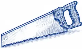 Hand saw designed for cutting along wood grain.
