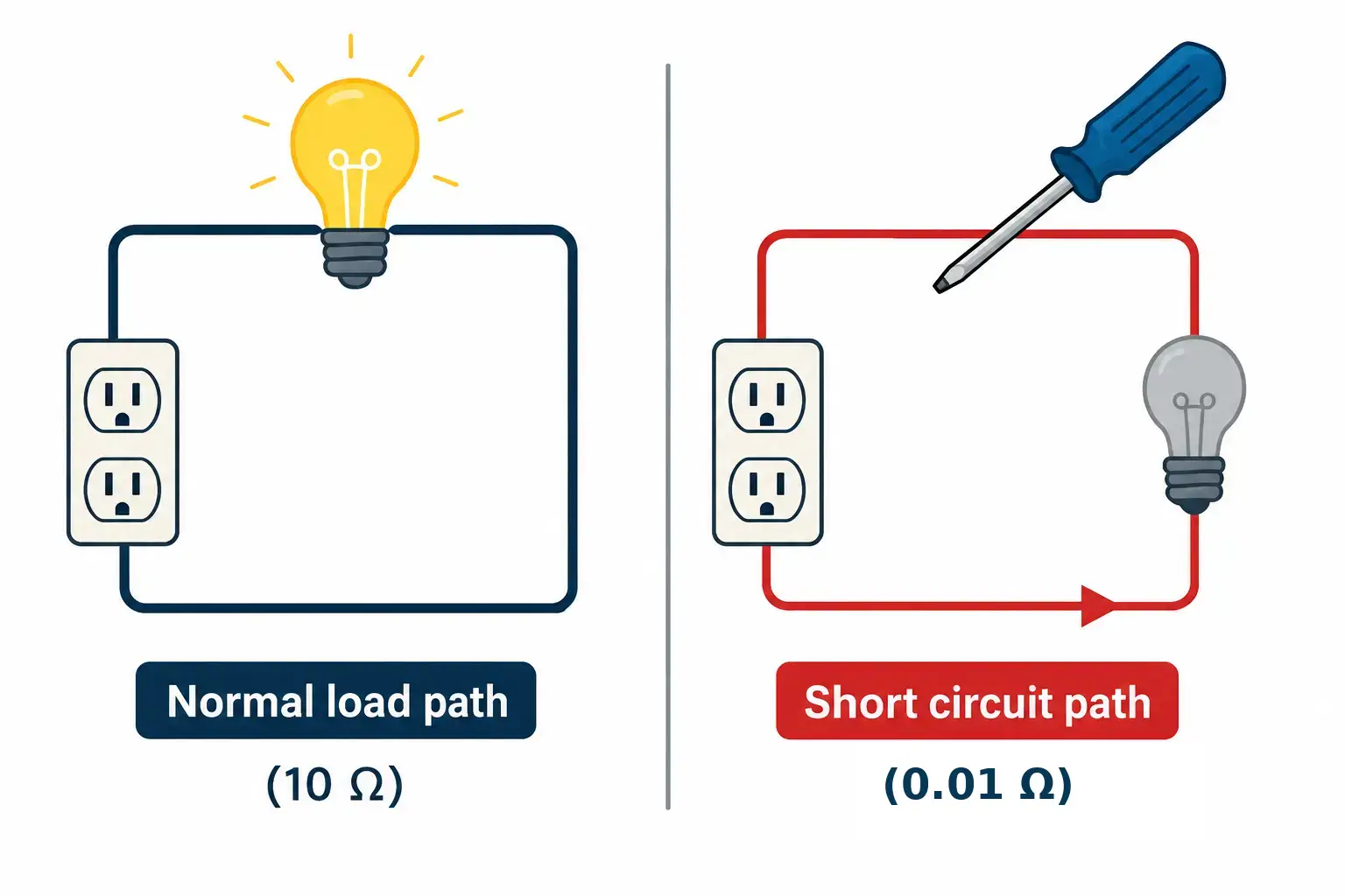 Short circuit caused by an unintended low-resistance path.