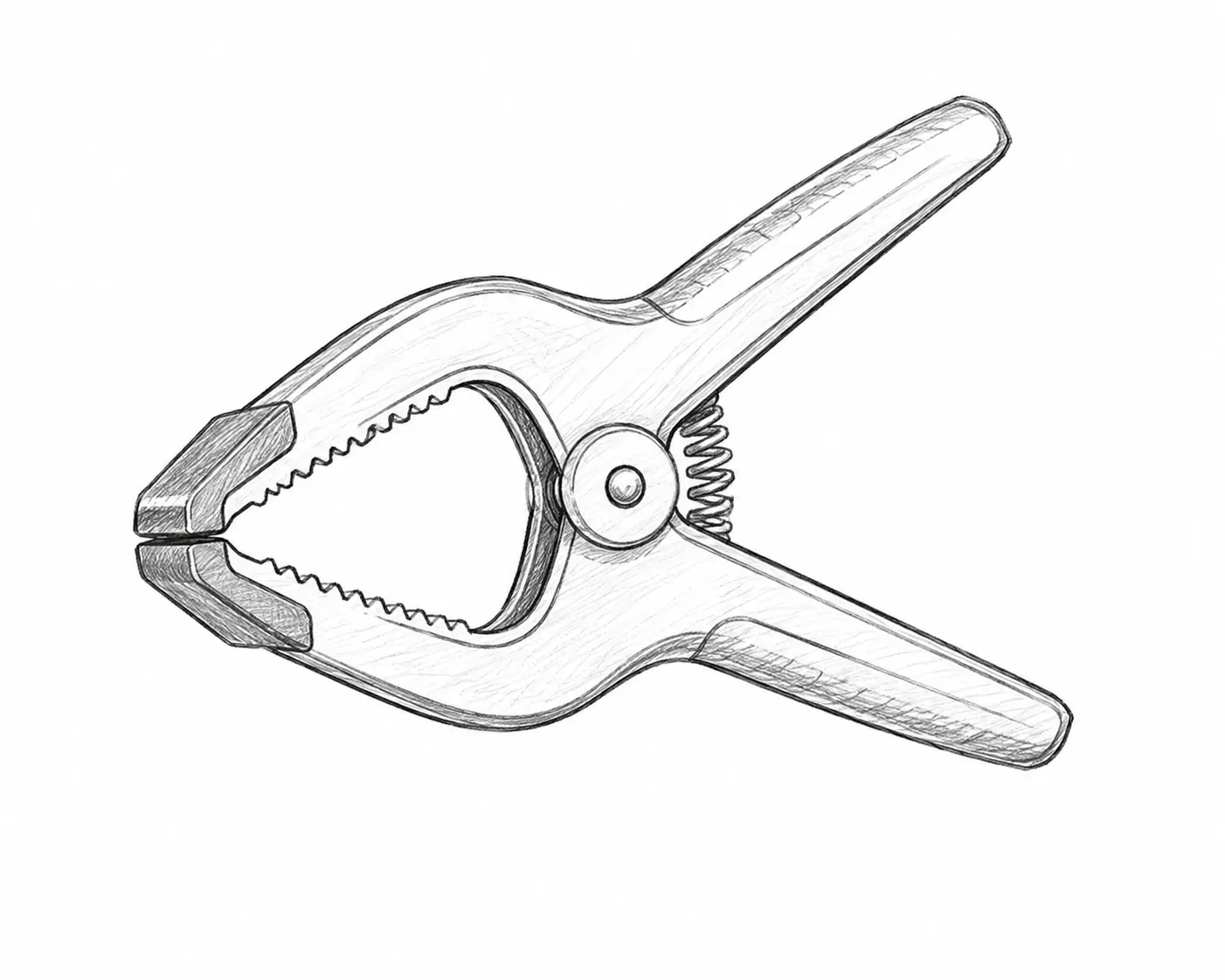 Spring-loaded jaws used to grip materials.