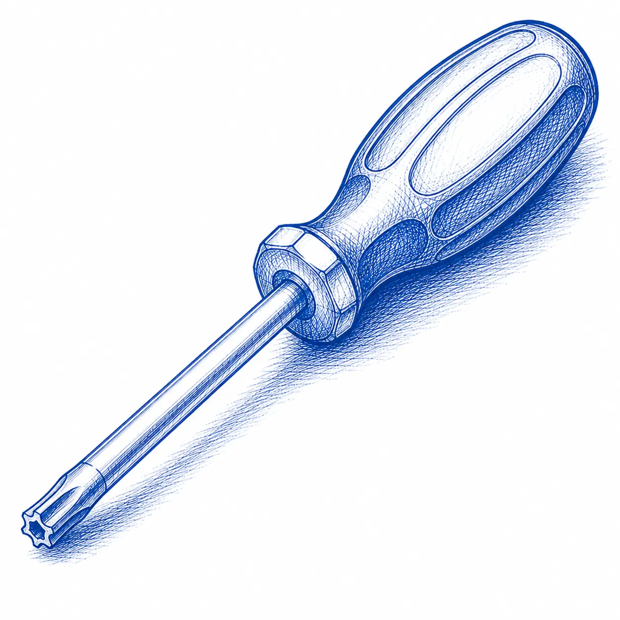 Torx screwdriver with star-shaped tip.