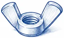 Wingnut with hand-tightened wings.