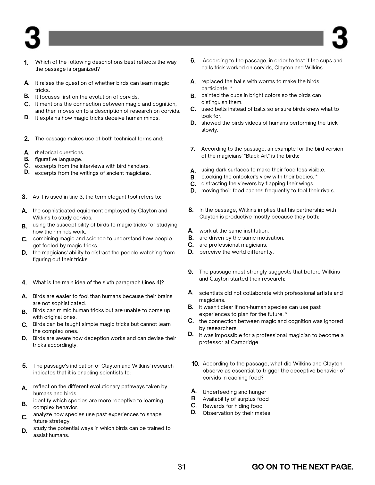 Sample ACT reading practice test