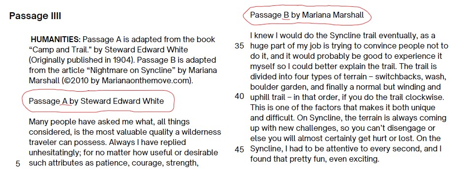 Annotated ACT paired passages