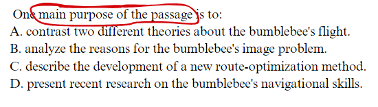 ACT reading key ideas passage purpose question