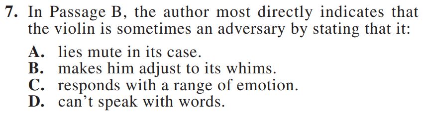 ACT reading section example question trap