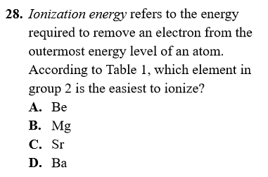 ACT science italics example question