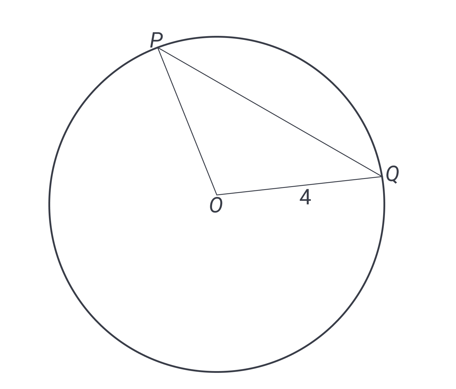 circle with triangle OPQ within