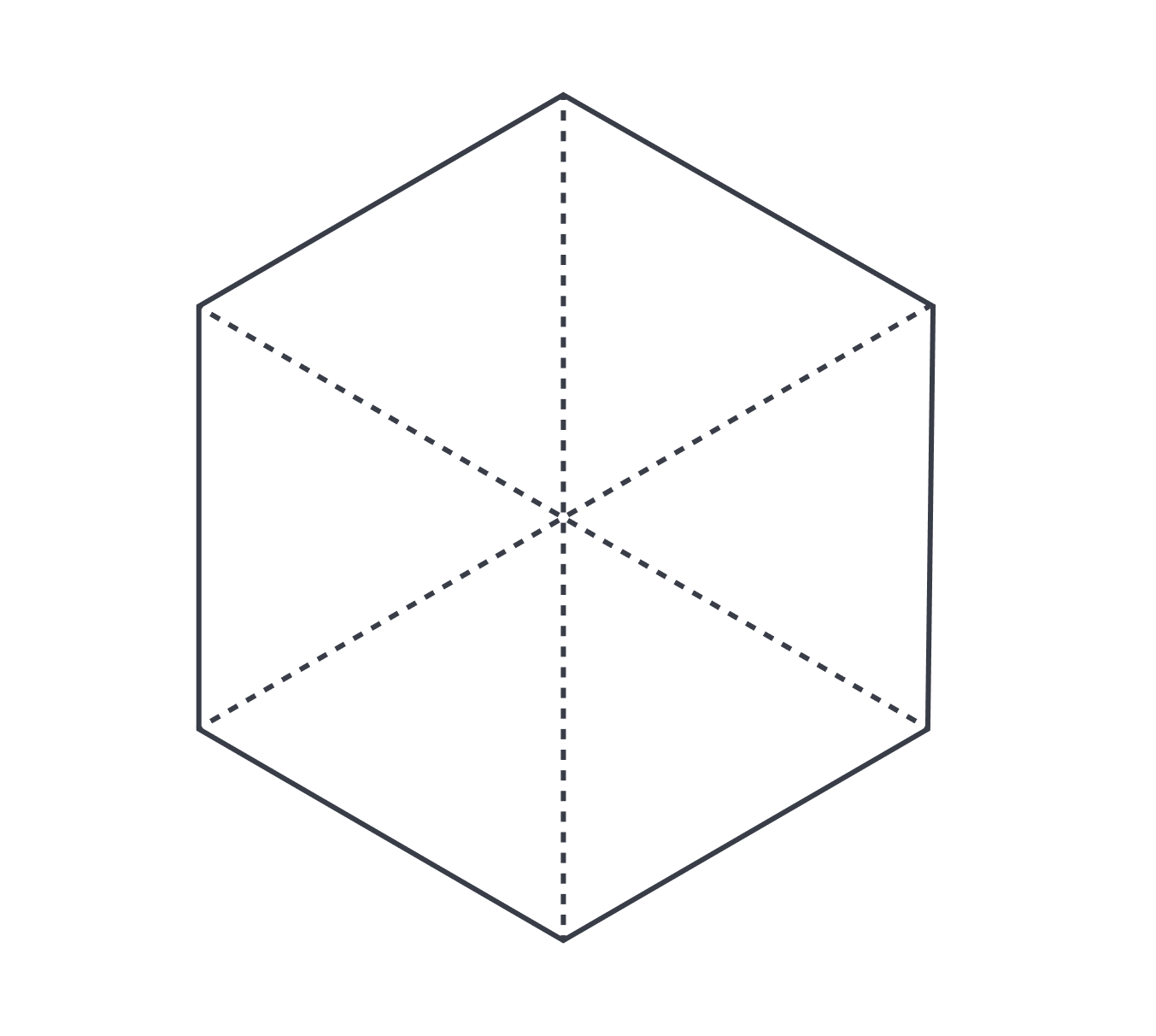 hexagon with six equilateral triangles