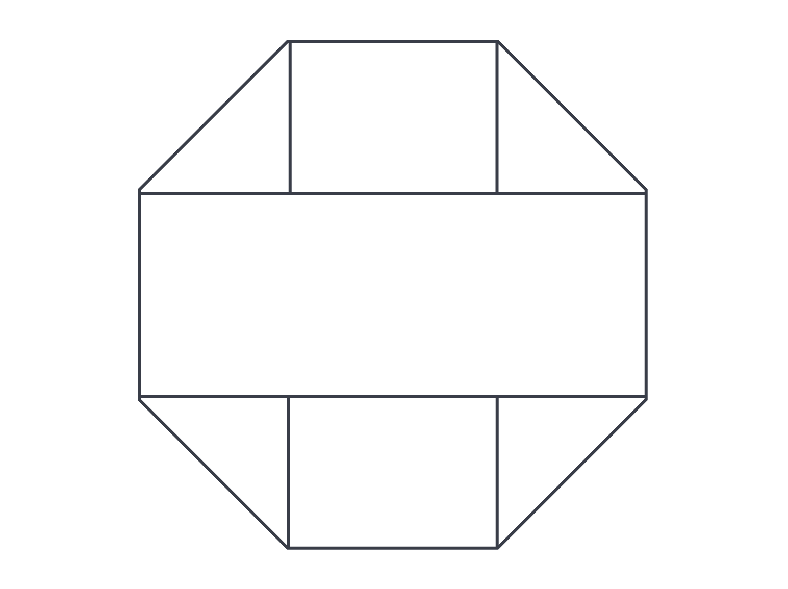 octagon with rectangle and two isosceles trapezoids