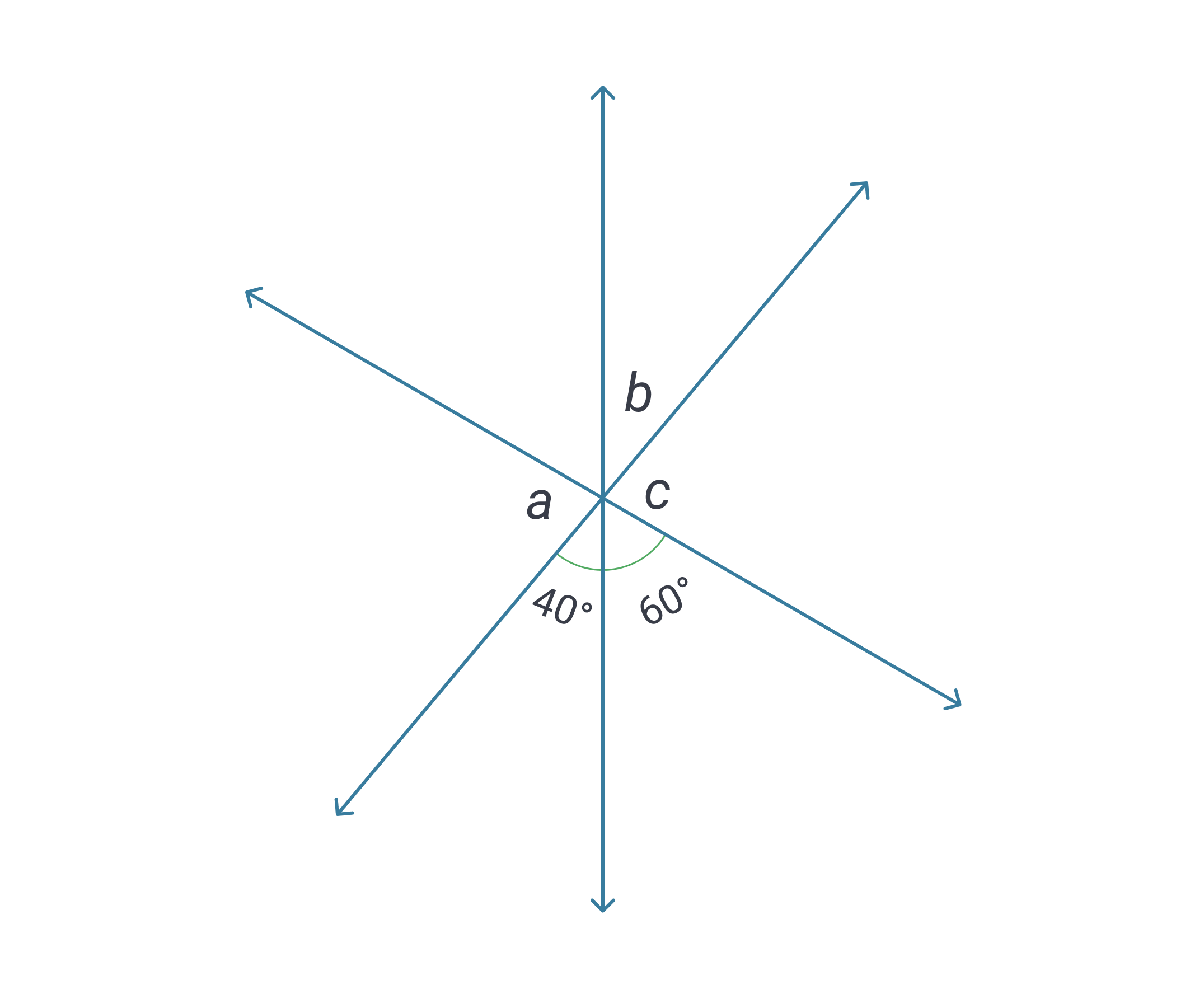 three lines intersecting at the same point creating angles